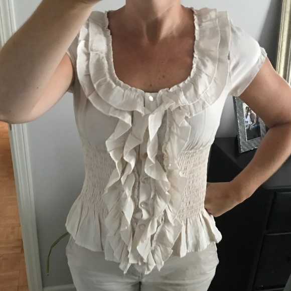 ‘Timing’ Brand Smocked Ruffled Top, Small - Picture 4 of 10
